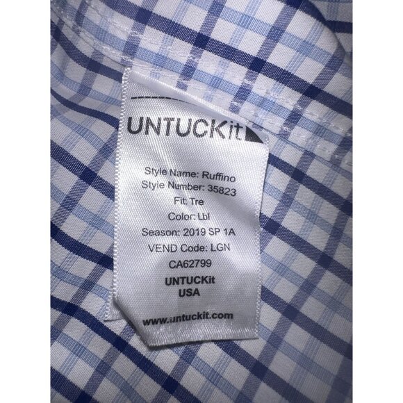 UNTUCKit Shirt Mens Size XL Blue Check Casual Button Up Long Sleeve - Picture 5 of 6